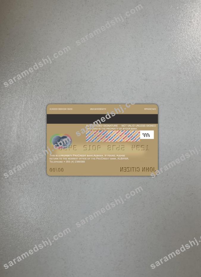 Albania Procredit bank master card photolook back